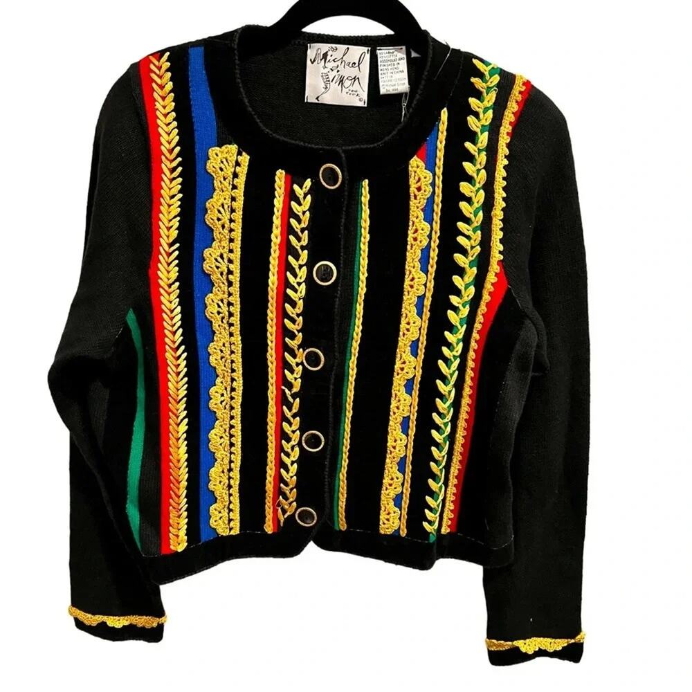 Michael Simon Vintage Button-up Vertical Striped Sweater  multicolored Sz S NWT